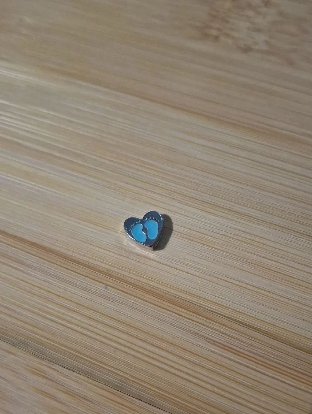 Heart-Shaped Blue Footprint "It's A Boy" Charm For Floating Lockets